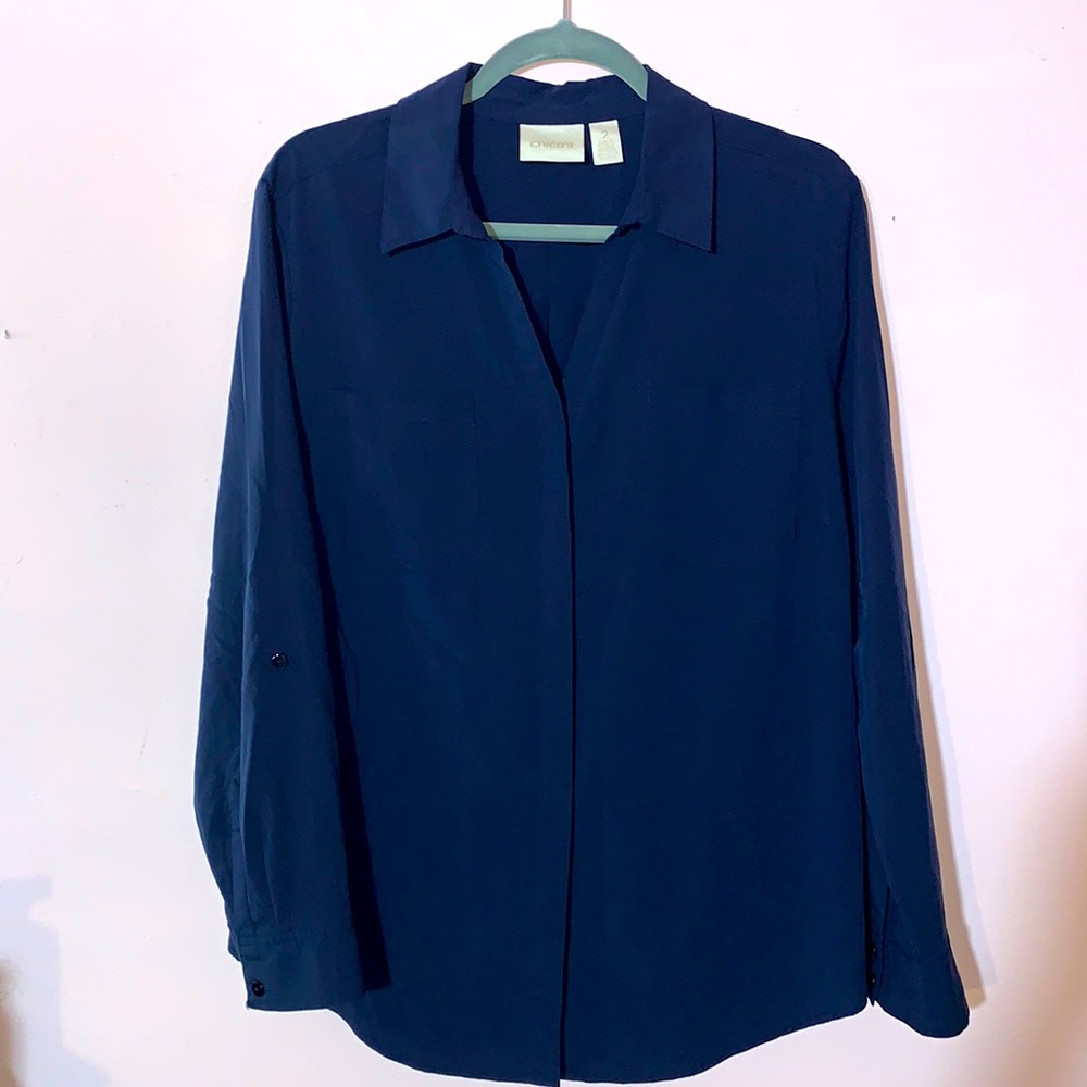 Chicos navy long sleeve shirt